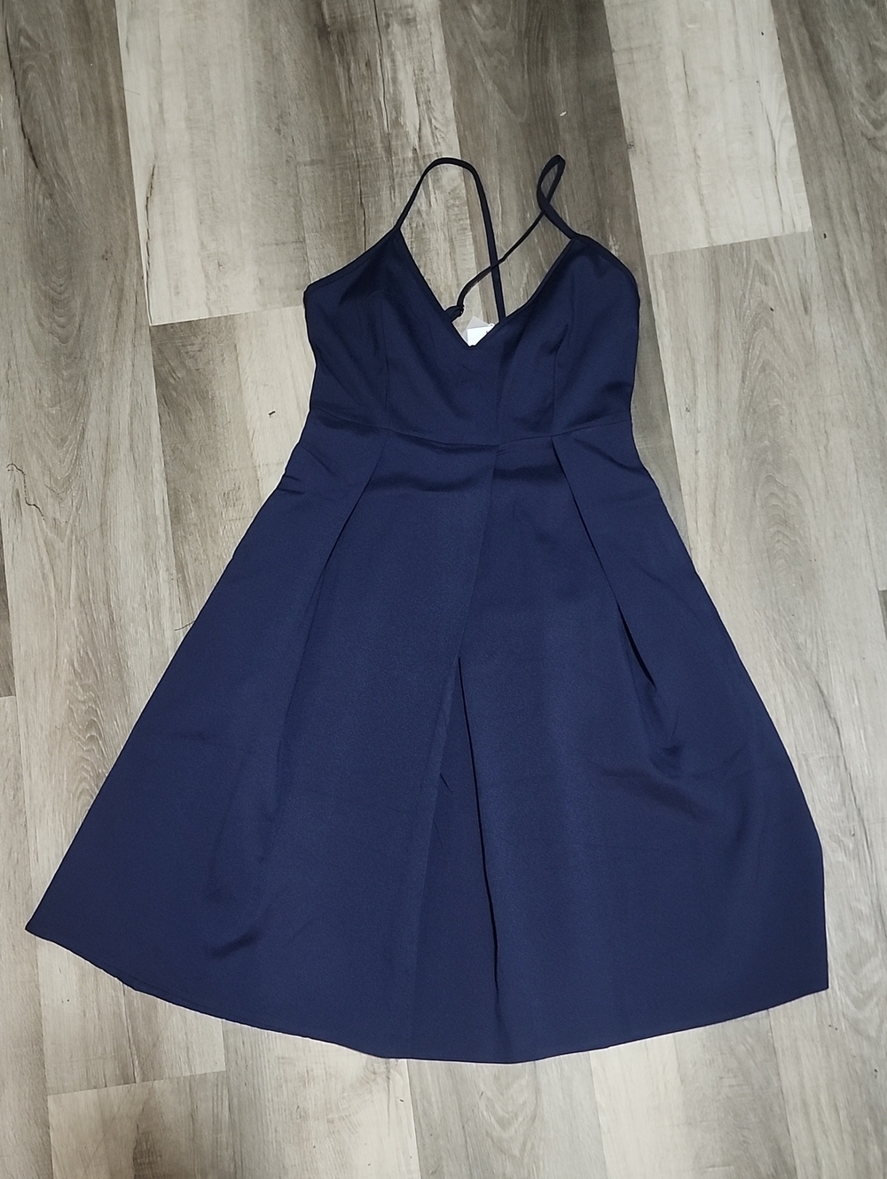 Navy Midi Dress with Spaghetti Straps